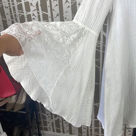 L*Space Boho Gauze & Embroidered Mini Babydoll Dress Cream sz S - Picture 4 of 16